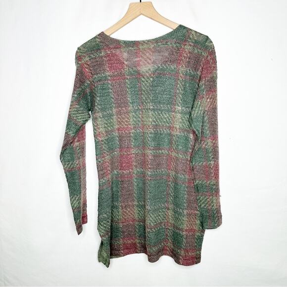 SOFT SURROUNDINGS Perfect Plaid V-Neck Sweater in Small - Picture 6 of 6